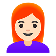 Émoji 👩🏻‍🦰 Femme : Peau Claire Et Cheveux Roux sur Google Android 11.0.