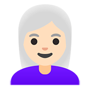 Emoji 👩🏻‍🦳 Donna: Carnagione Chiara E Capelli Bianchi su Google Android 11.0.
