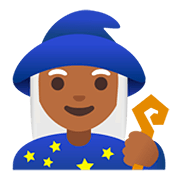 🧙🏾‍♀️ Emoji Maga: Tono De Piel Oscuro Medio en Google Android 11.0.