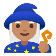 Emoji 🧙🏽‍♀️ Maga: Carnagione Olivastra su Google Android 11.0.