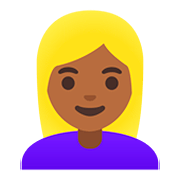 Émoji 👱🏾‍♀️ Femme Blonde : Peau Mate sur Google Android 11.0.