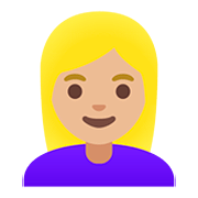 👱🏼‍♀️ Emoji Frau: mittelhelle Hautfarbe, blond Google Android 11.0.