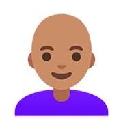 👩🏽‍🦲 Emoji Frau: mittlere Hautfarbe, Glatze Google Android 11.0.