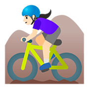 🚵🏻‍♀️ Emoji Mountainbikerin: helle Hautfarbe Google Android 11.0.