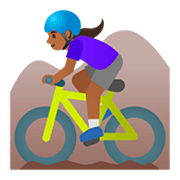 🚵🏾‍♀️ Emoji Mountainbikerin: mitteldunkle Hautfarbe Google Android 11.0.