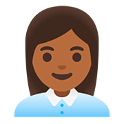 👩🏾‍💼 Emoji Oficinista Mujer: Tono De Piel Oscuro Medio en Google Android 11.0.