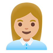 Émoji 👩🏼‍💼 Employée De Bureau : Peau Moyennement Claire sur Google Android 11.0.