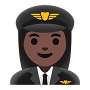 Émoji 👩🏿‍✈️ Pilote Femme : Peau Foncée sur Google Android 11.0.