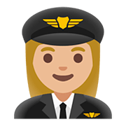 Émoji 👩🏼‍✈️ Pilote Femme : Peau Moyennement Claire sur Google Android 11.0.