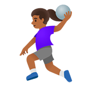 🤾🏾‍♀️ Emoji Handballspielerin: mitteldunkle Hautfarbe Google Android 11.0.