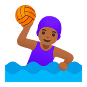 🤽🏾‍♀️ Emoji Mulher Jogando Polo Aquático: Pele Morena Escura na Google Android 11.0.