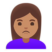🙎🏽‍♀️ Emoji schmollende Frau: mittlere Hautfarbe Google Android 11.0.
