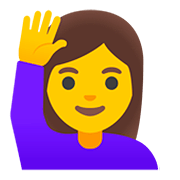 🙋‍♀️ Emoji Frau mit erhobenem Arm Google Android 11.0.