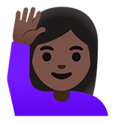 🙋🏿‍♀️ Emoji Mujer Con La Mano Levantada: Tono De Piel Oscuro en Google Android 11.0.