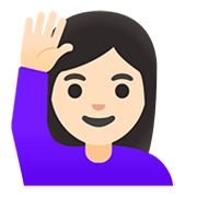 🙋🏻‍♀️ Emoji Frau mit erhobenem Arm: helle Hautfarbe Google Android 11.0.