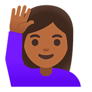 Émoji 🙋🏾‍♀️ Femme Qui Lève La Main : Peau Mate sur Google Android 11.0.