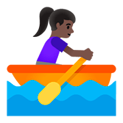 🚣🏿‍♀️ Emoji Mujer Remando En Un Bote: Tono De Piel Oscuro en Google Android 11.0.