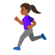 🏃🏾‍♀️ Emoji Mujer Corriendo: Tono De Piel Oscuro Medio en Google Android 11.0.