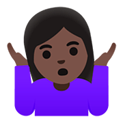 🤷🏿‍♀️ Emoji schulterzuckende Frau: dunkle Hautfarbe Google Android 11.0.