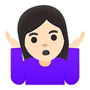 🤷🏻‍♀️ Emoji Mulher Dando De Ombros: Pele Clara na Google Android 11.0.