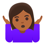 🤷🏾‍♀️ Emoji schulterzuckende Frau: mitteldunkle Hautfarbe Google Android 11.0.