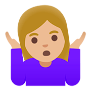🤷🏼‍♀️ Emoji Mujer Encogida De Hombros: Tono De Piel Claro Medio en Google Android 11.0.