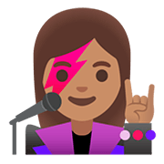 👩🏽‍🎤 Emoji Cantante Mujer: Tono De Piel Medio en Google Android 11.0.