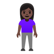 🧍🏿‍♀️ Emoji Mujer De Pie: Tono De Piel Oscuro en Google Android 11.0.