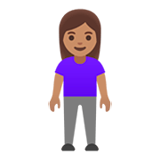 🧍🏽‍♀️ Emoji stehende Frau: mittlere Hautfarbe Google Android 11.0.