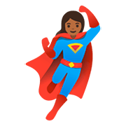 🦸🏾‍♀️ Emoji Super-heroína: Pele Morena Escura na Google Android 11.0.