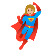 Emoji 🦸🏼‍♀️ Supereroina: Carnagione Abbastanza Chiara su Google Android 11.0.