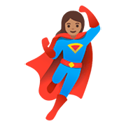 Émoji 🦸🏽‍♀️ Super-héroïne : Peau Légèrement Mate sur Google Android 11.0.