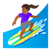 Émoji 🏄🏾‍♀️ Surfeuse : Peau Mate sur Google Android 11.0.