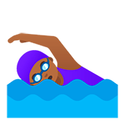 🏊🏾‍♀️ Emoji Schwimmerin: mitteldunkle Hautfarbe Google Android 11.0.