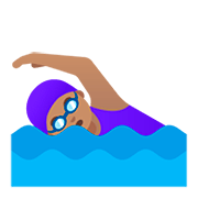 🏊🏽‍♀️ Emoji Mujer Nadando: Tono De Piel Medio en Google Android 11.0.