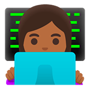 👩🏾‍💻 Emoji Tecnóloga: Pele Morena Escura na Google Android 11.0.