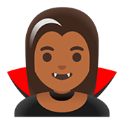 🧛🏾‍♀️ Emoji weiblicher Vampir: mitteldunkle Hautfarbe Google Android 11.0.