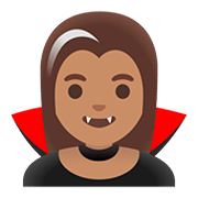 🧛🏽‍♀️ Emoji weiblicher Vampir: mittlere Hautfarbe Google Android 11.0.