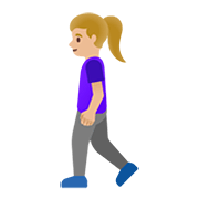 🚶🏼‍♀️ Emoji Mujer Caminando: Tono De Piel Claro Medio en Google Android 11.0.
