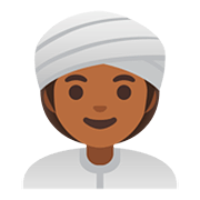👳🏾‍♀️ Emoji Mujer Con Turbante: Tono De Piel Oscuro Medio en Google Android 11.0.