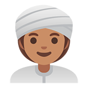 👳🏽‍♀️ Emoji Mulher Com Turbante: Pele Morena na Google Android 11.0.