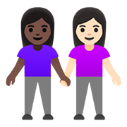 Emoji 👩🏿‍🤝‍👩🏻 Due Donne Che Si Tengono Per Mano: Carnagione Scura E Carnagione Chiara su Google Android 11.0.