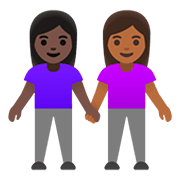 Emoji 👩🏿‍🤝‍👩🏾 Due Donne Che Si Tengono Per Mano: Carnagione Scura E Carnagione Abbastanza Scura su Google Android 11.0.