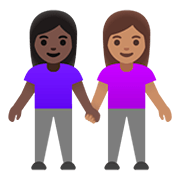 Émoji 👩🏿‍🤝‍👩🏽 Deux Femmes Se Tenant La Main : Peau Foncée Et Peau Légèrement Mate sur Google Android 11.0.