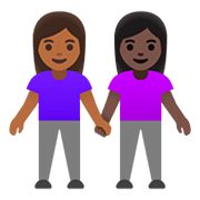 👩🏾‍🤝‍👩🏿 Emoji Duas Mulheres De Mãos Dadas: Pele Morena Escura E Pele Escura na Google Android 11.0.
