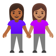 Emoji 👩🏾‍🤝‍👩🏽 Due Donne Che Si Tengono Per Mano: Carnagione Abbastanza Scura E Carnagione Olivastra su Google Android 11.0.