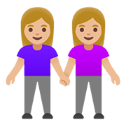Emoji 👭🏼 Due Donne Che Si Tengono Per Mano: Carnagione Abbastanza Chiara su Google Android 11.0.