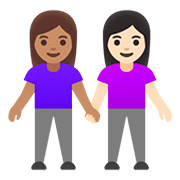 👩🏽‍🤝‍👩🏻 Emoji händchenhaltende Frauen: mittlere Hautfarbe, helle Hautfarbe Google Android 11.0.