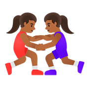 🤼🏾‍♀️ Emoji Mujeres Luchando, Tono De Piel Oscuro Medio en Google Android 11.0.