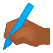 ✍🏾 Emoji Mano Escribiendo: Tono De Piel Oscuro Medio en Google Android 11.0.